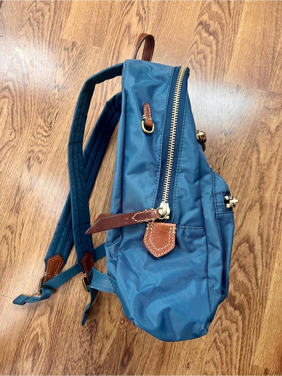 Frye Blue/Teal Nylon Backpack with Leather Trim Gold Zipper Accents main image 8